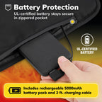 Hot Threadz Heated Hand Warmer 3 Heat Settings Water-Resistant Nylon Rechargeable Battery Black