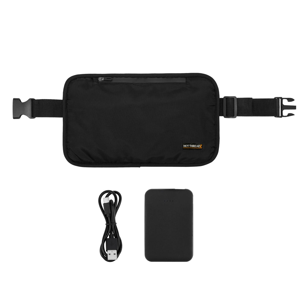 Hot Threadz Heated Hand Warmer 3 Heat Settings Water-Resistant Nylon Rechargeable Battery Black