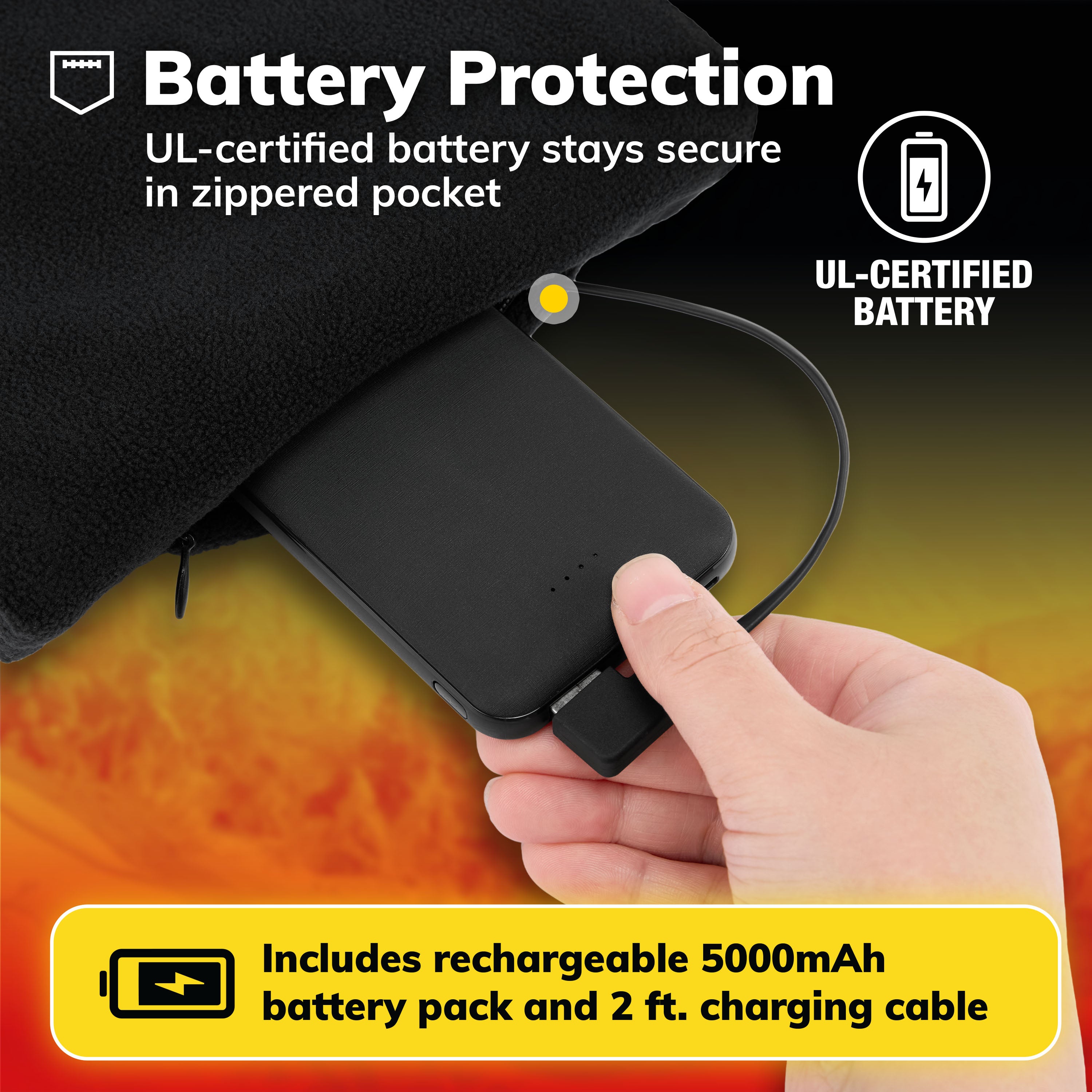 Hot Threadz Heated Neck Warmer 3 Heat Settings Polar Fleece & Arctic Plush Rechargeable Black