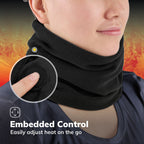 Hot Threadz Heated Neck Warmer 3 Heat Settings Polar Fleece & Arctic Plush Rechargeable Black