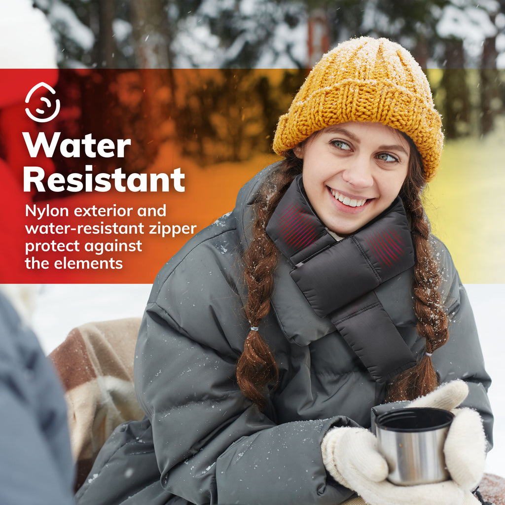 Hot Threadz Heated Scarf, Rechargeable, 3 Heat Settings, Water Resistant, Fleece Lined, Solid Pattern, Adult Unisex, Gray, One Size