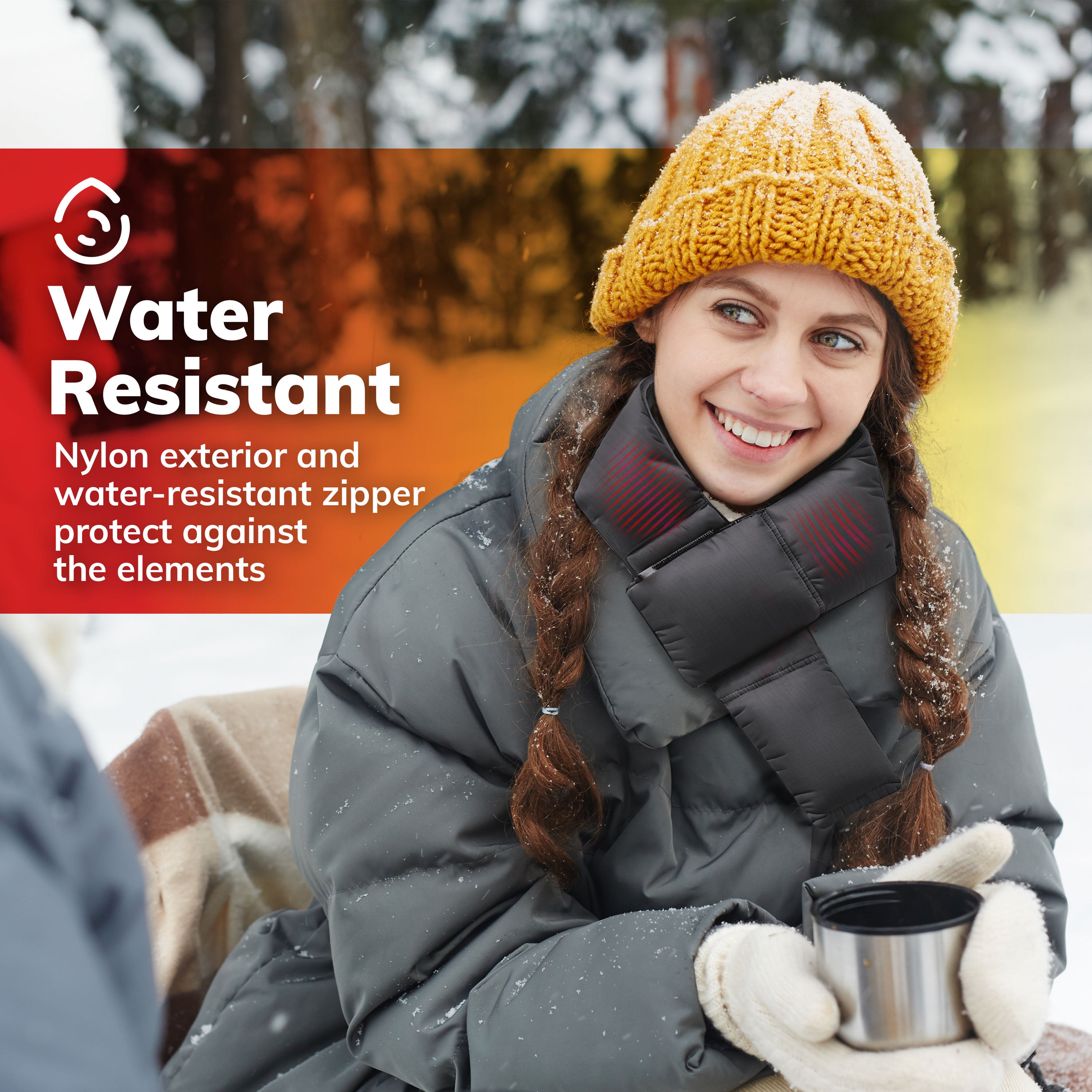 Hot Threadz Heated Scarf, Rechargeable, 3 Heat Settings, Water Resistant, Fleece Lined, Solid Pattern, Adult Unisex, Gray, One Size