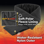 Hot Threadz Heated Scarf, Rechargeable, 3 Heat Settings, Water Resistant, Fleece Lined, Solid Pattern, Adult Unisex, Gray, One Size