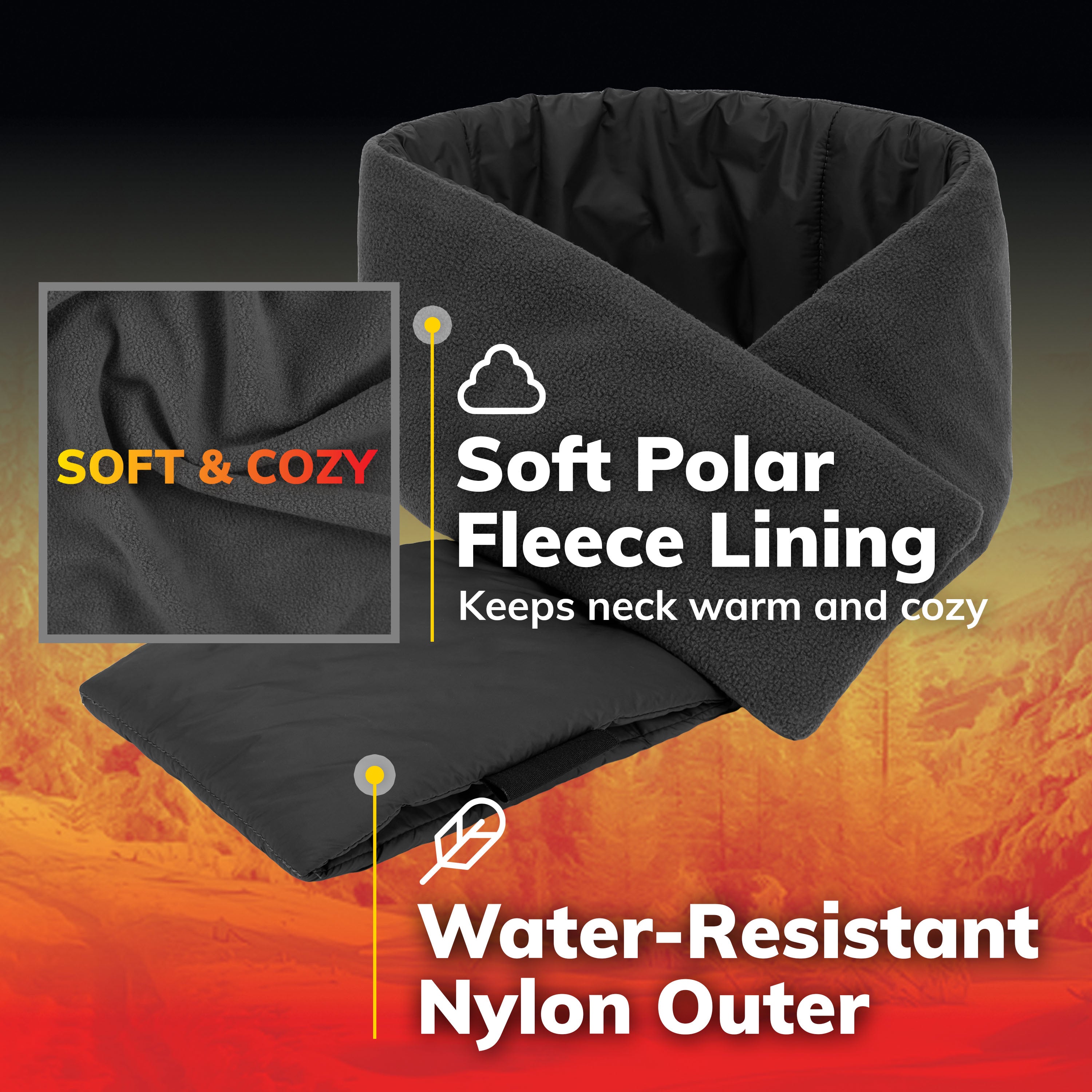 Hot Threadz Heated Scarf, Rechargeable, 3 Heat Settings, Water Resistant, Fleece Lined, Solid Pattern, Adult Unisex, Gray, One Size