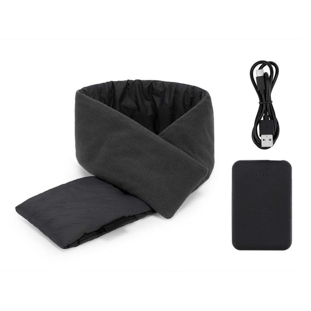 Hot Threadz Heated Scarf, Rechargeable, 3 Heat Settings, Water Resistant, Fleece Lined, Solid Pattern, Adult Unisex, Gray, One Size